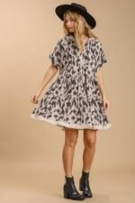 Umgee Animal Print Tiered Dress in Oatmeal ON ORDER - Image 2