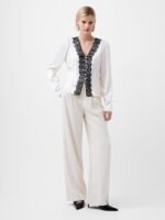 Ennis Satin Lace V-Neck Blouse - Image 3