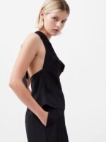 Ennis Satin Halter Neck Cowl Top - Image 4