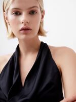 Ennis Satin Halter Neck Cowl Top - Image 2